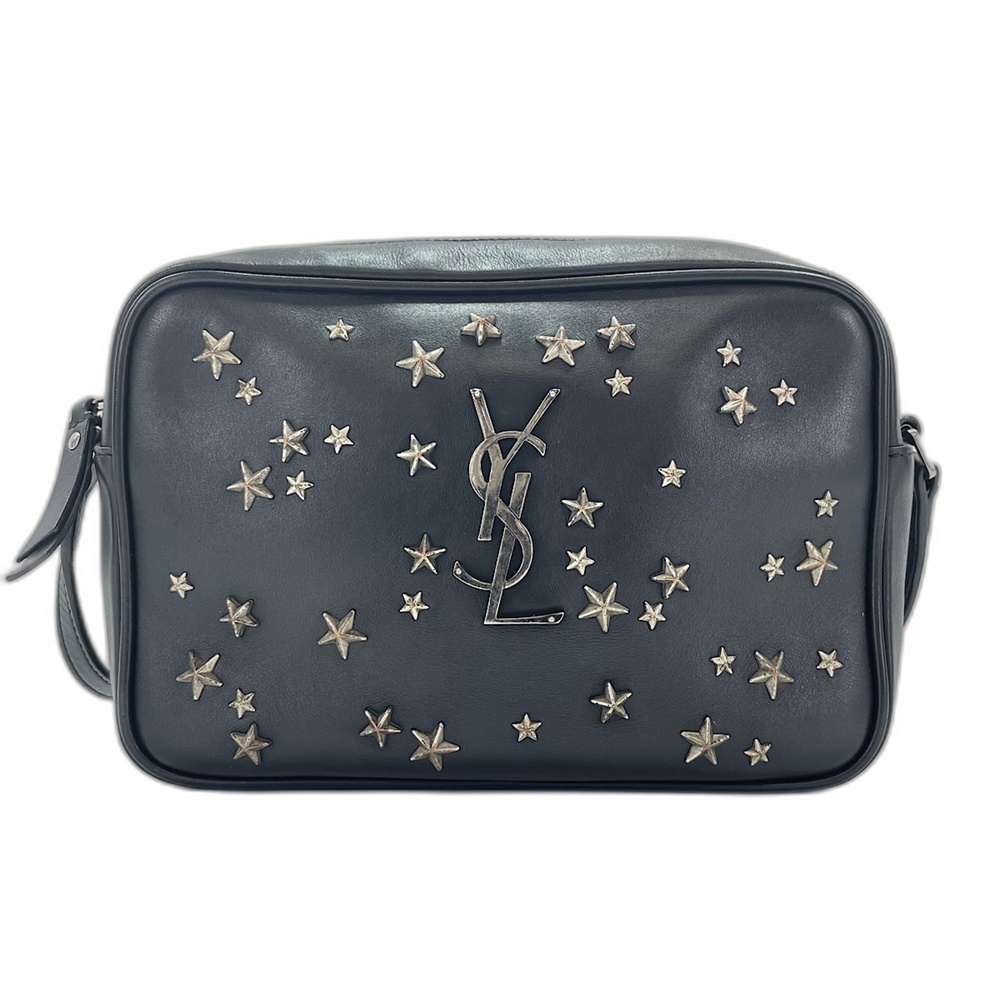 YVES SAINT LAURENT Lou Tassel Studded Shoulder Bag, Black